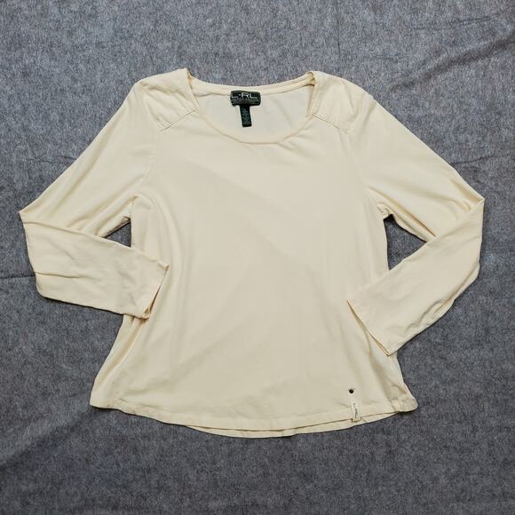 Lauren Ralph Lauren Top Womens Extra Large Active Quilted Shoulder Ivory Cream - Picture 1 of 9